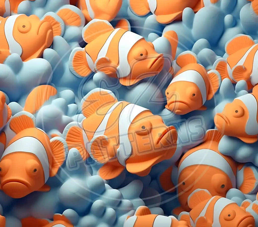 3D Clownfish 031 Printed Pattern Vinyl