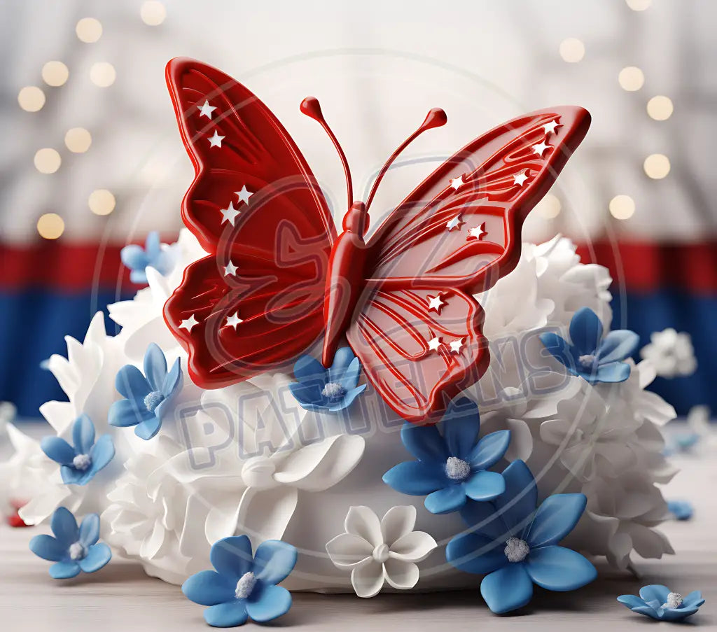 3D Patriotic Butterflies 023 Printed Pattern Vinyl