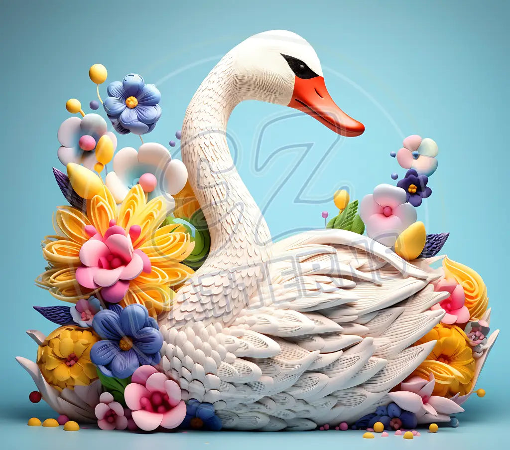 3D Swans 006 Printed Pattern Vinyl