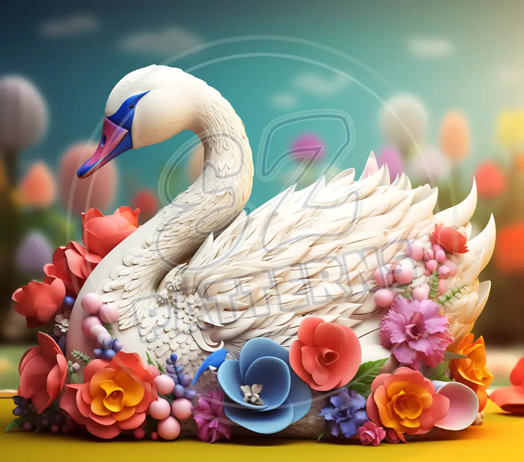 3D Swans 011 Printed Pattern Vinyl