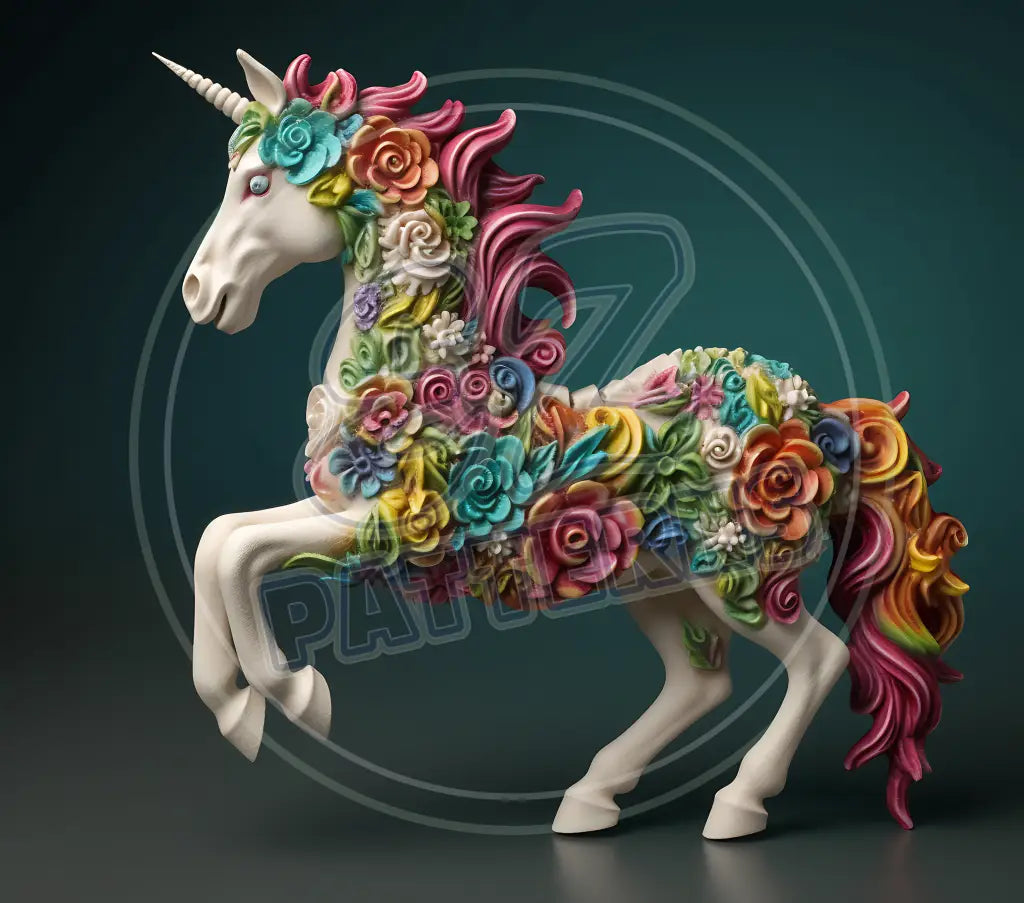 3D Unicorns 002 Printed Pattern Vinyl