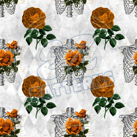 Floral Skulls 009 Printed Pattern Vinyl