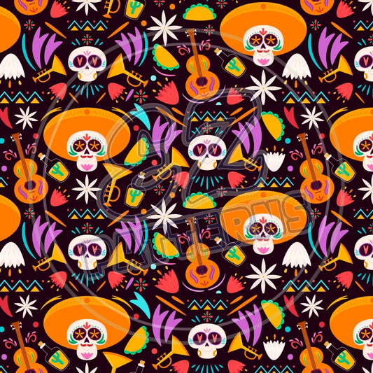 Sugar Skulls 001 Printed Pattern Vinyl