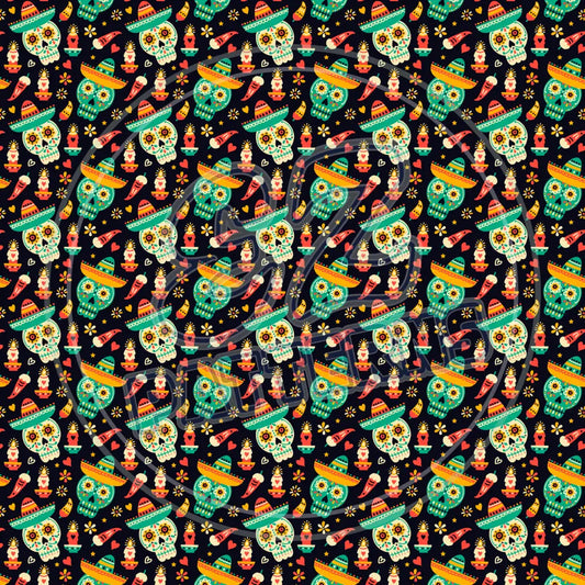 Sugar Skulls 009 Printed Pattern Vinyl