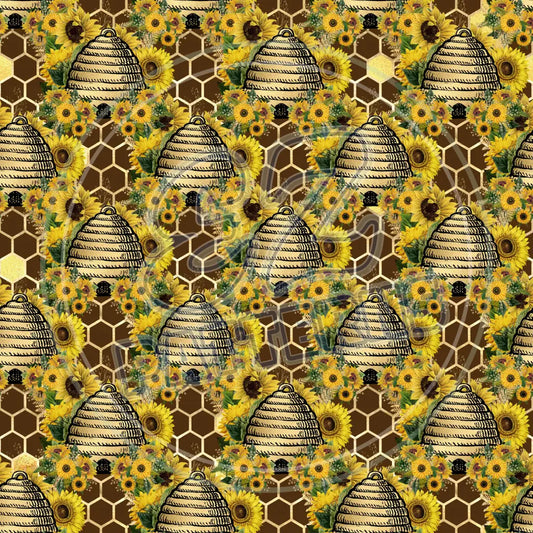 Sunflower Bees 001 Printed Pattern Vinyl