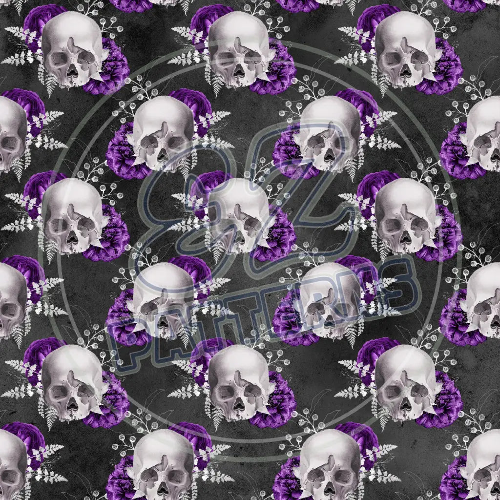 Violet Skulls 010 Printed Pattern Vinyl